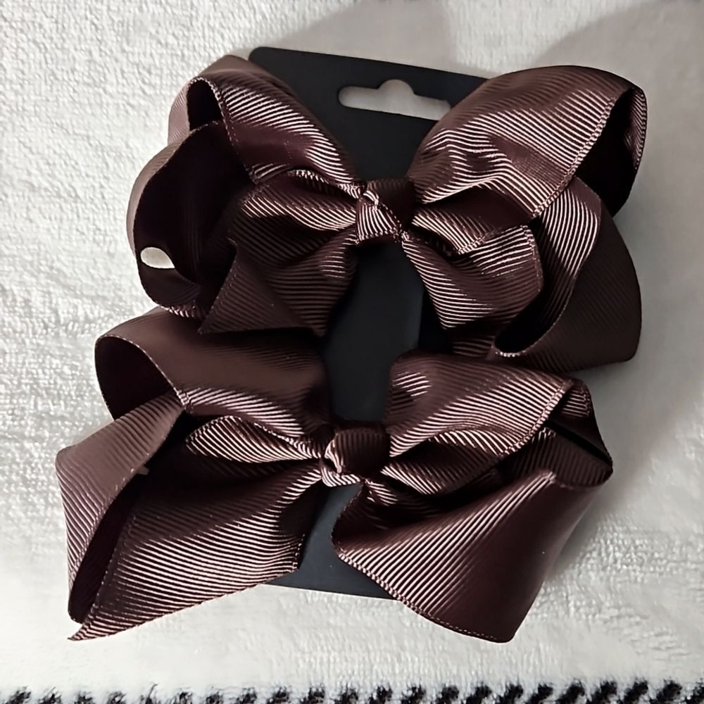 Pair Girl's Brown Fall 6" Bows